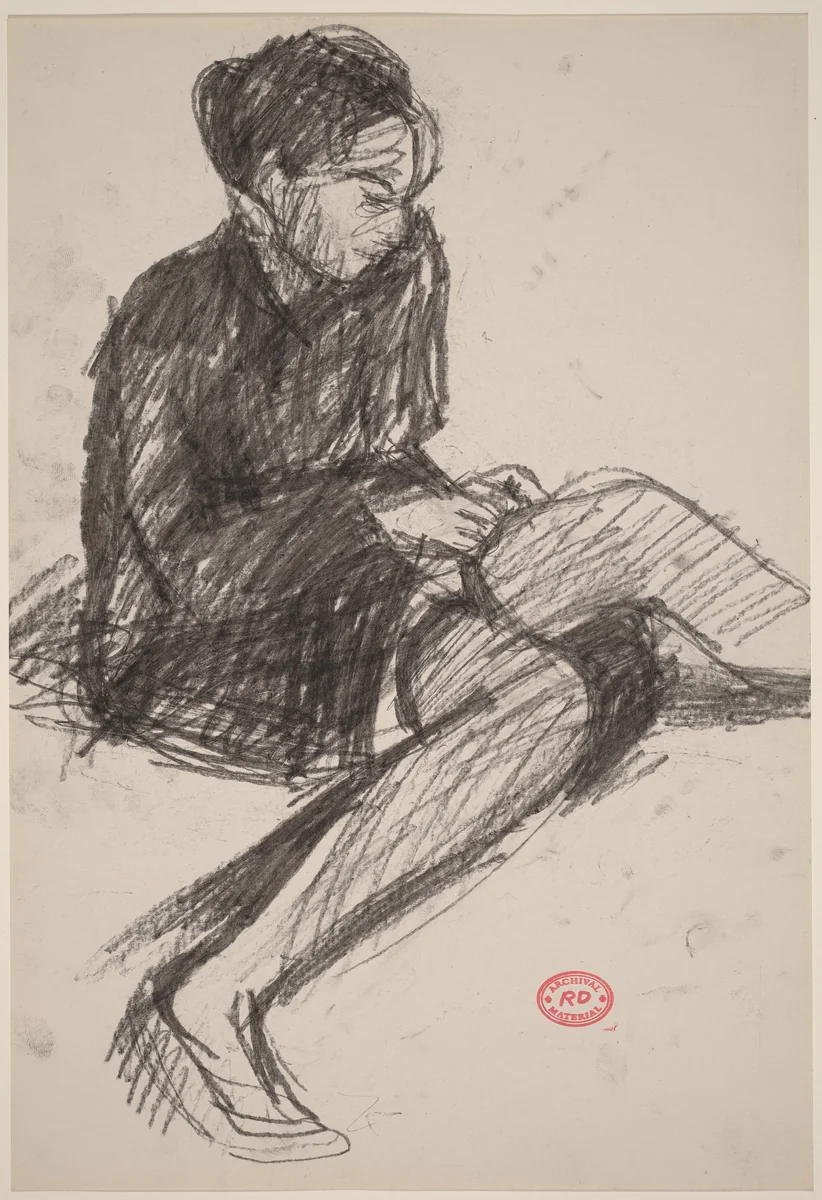 Untitled [woman putting on stockings] by Richard Diebenkorn, drawing, 1955-1967