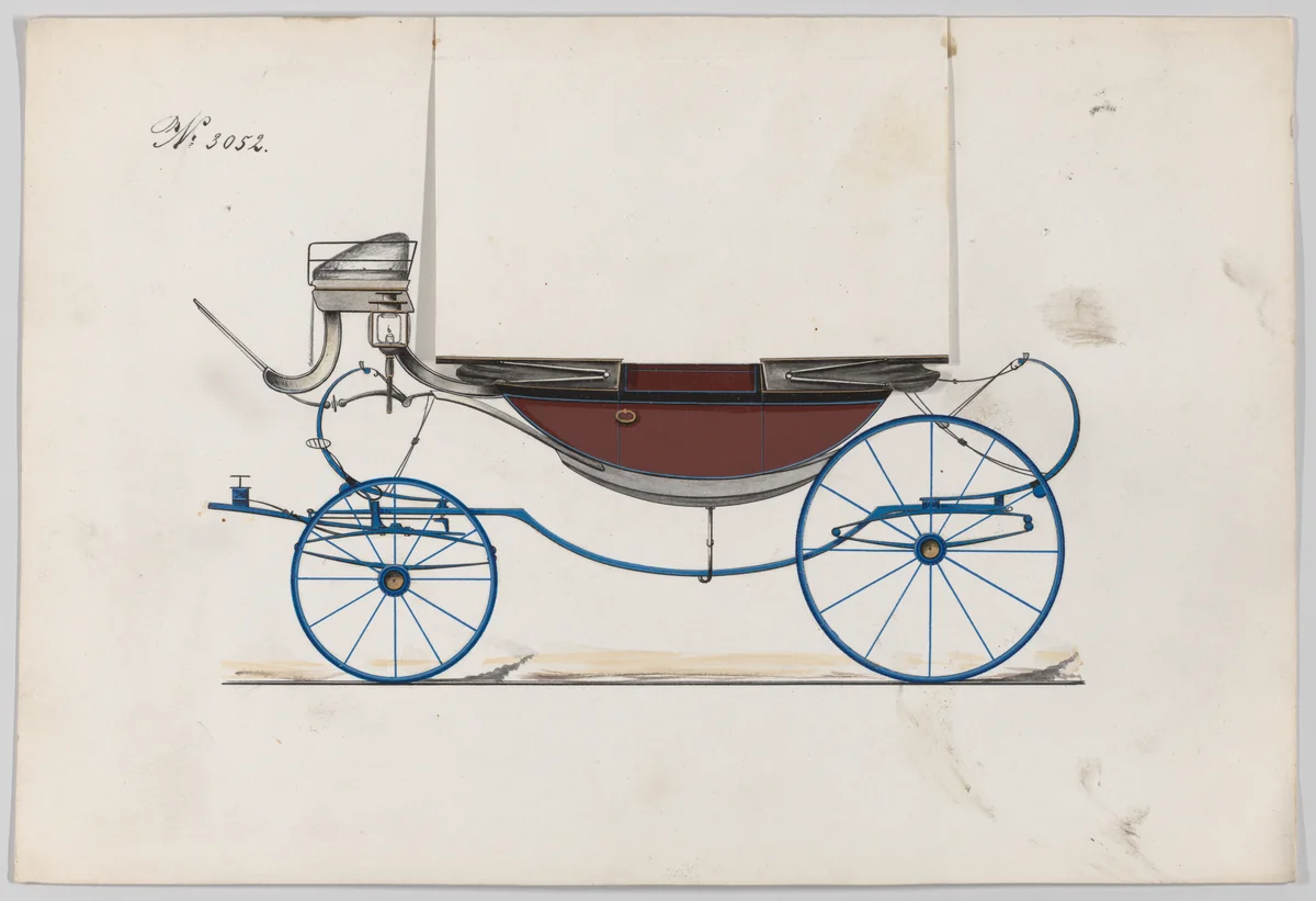 Design for Landau, No. 3052 by Brewster & Co., drawing, 1874
