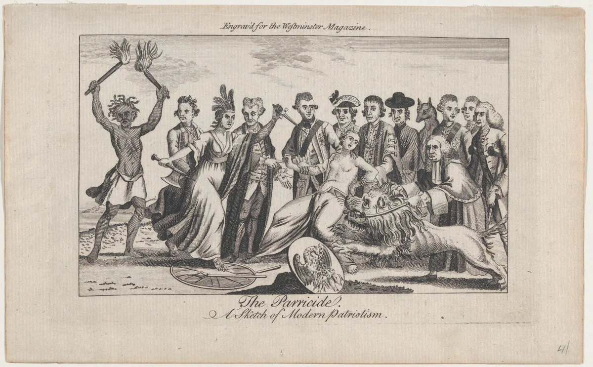 The Parricide, a Sketch of Modern Patriotism by anonymous, print, 1776