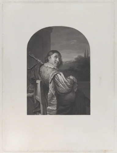 Man seated with a musical instrument, seen from behind by Andrei Belloli, print, 1842-1881