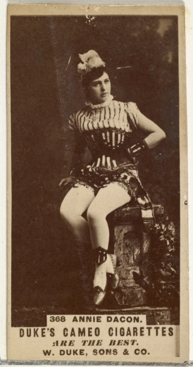 Card Number 368, Annie Dacon, from the Actors and Actresses series (N145-5) issued by Duke Sons & Co. to promote Cameo Cigarettes by W. Duke, Sons & Co., photograph, 1880-1889