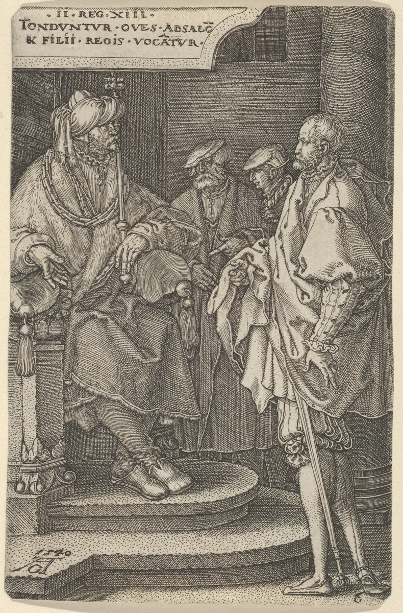 Absalom Inviting David and His Brothers by Heinrich Aldegrever, print, 1540