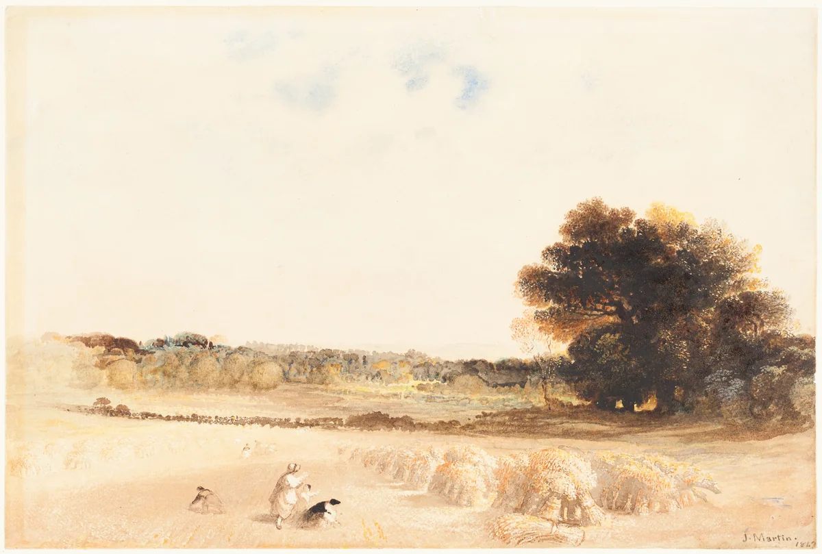 Gleaners in the Wheat Field by John Martin, drawing, 1847