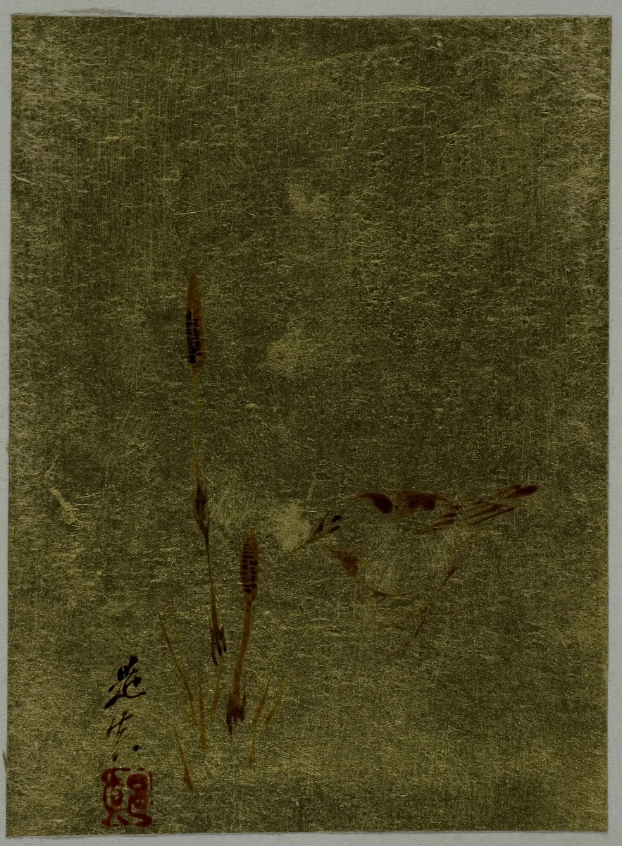 Bird and Cattails by Shibata Zeshin (柴田是真), other, 1807-1891