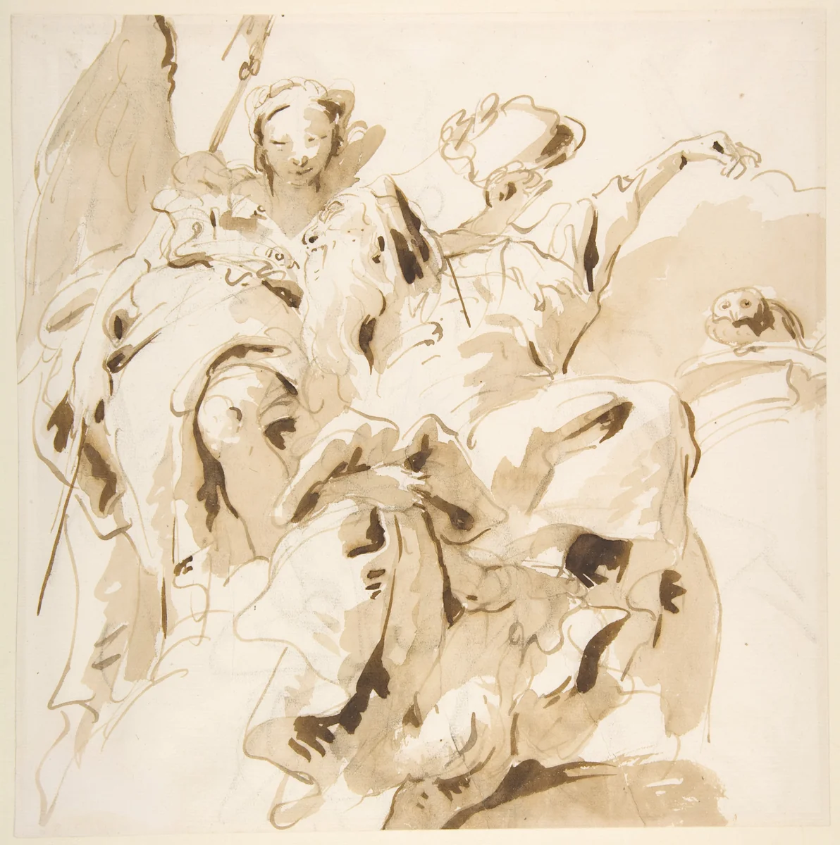 Virtue Crowning a Bearded Man by Giovanni Battista Tiepolo, drawing, 1696-1770