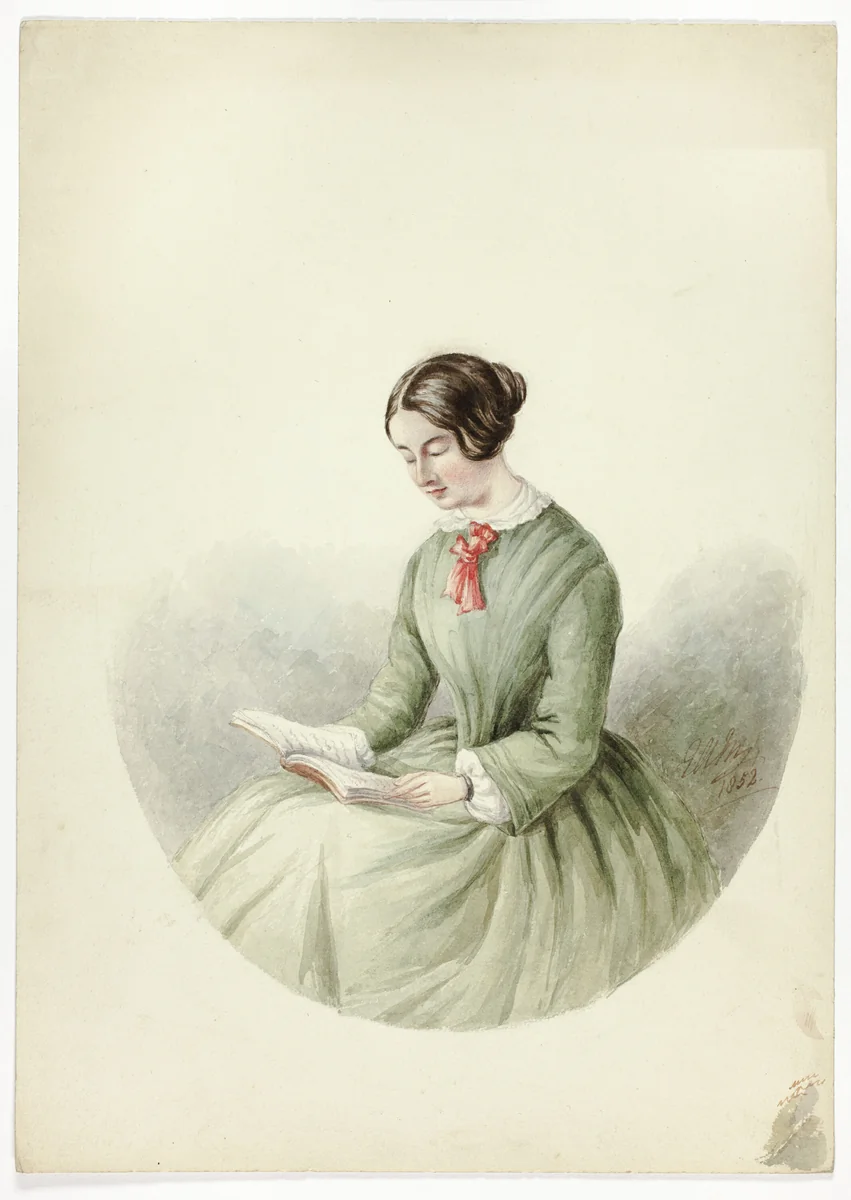 Portrait of Woman Reading by Elizabeth Murray, painting, 1852