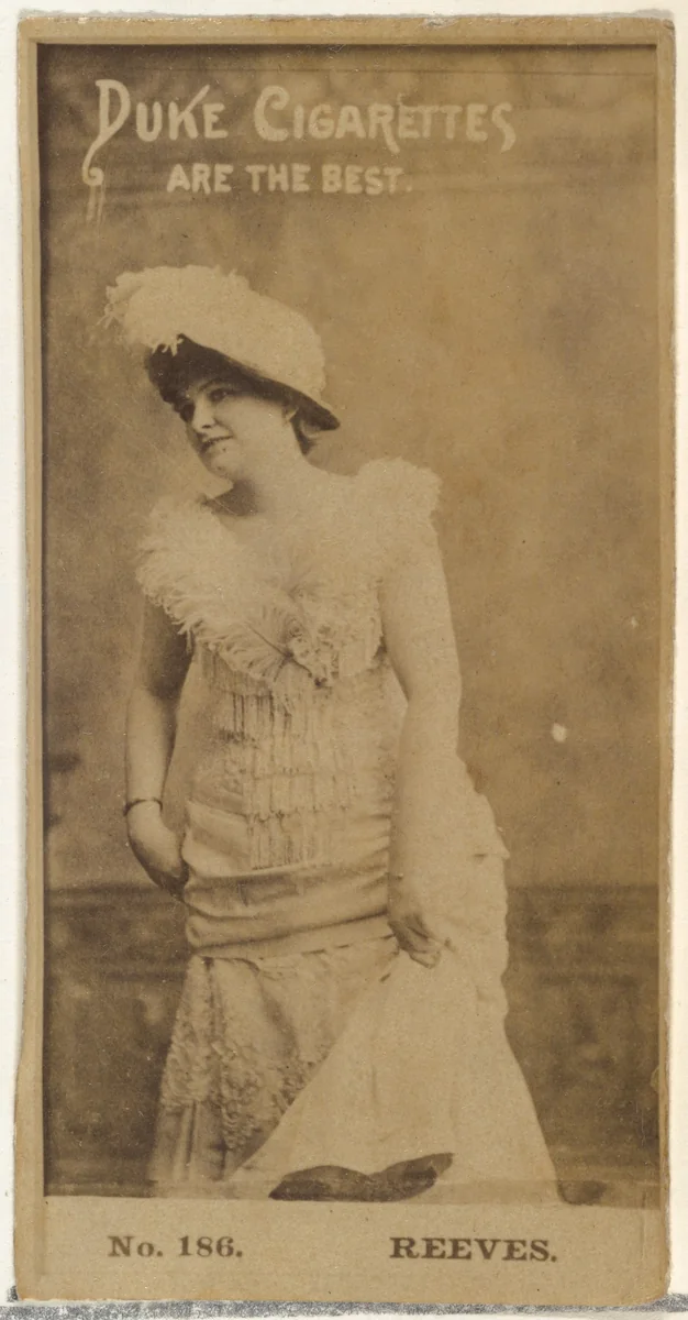 Card Number 186, Miss Reeves, from the Actors and Actresses series (N145-6) issued by Duke Sons & Co. to promote Duke Cigarettes by W. Duke, Sons & Co., photograph, 1880-1889