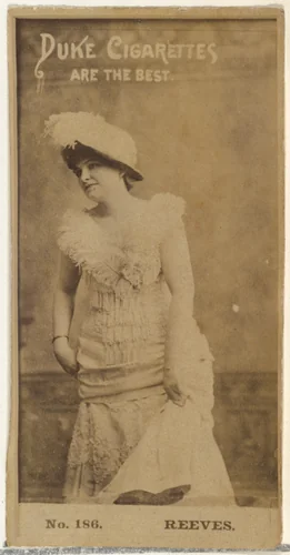 Card Number 186, Miss Reeves, from the Actors and Actresses series (N145-6) issued by Duke Sons & Co. to promote Duke Cigarettes by W. Duke, Sons & Co., photograph, 1880-1889