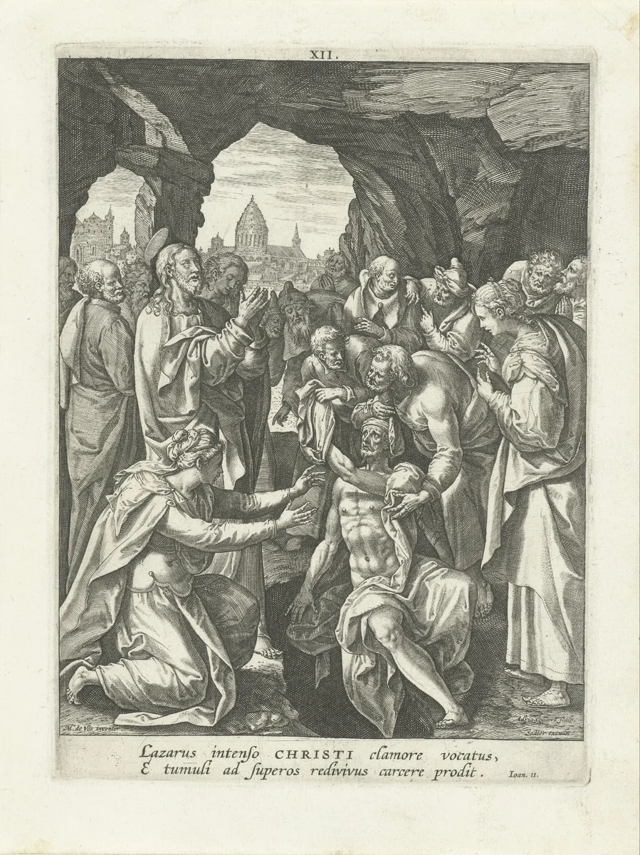 Opwekking van Lazarus by Unknown, print, 1583-1588