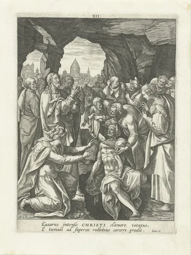 Opwekking van Lazarus by Unknown, print, 1583-1588