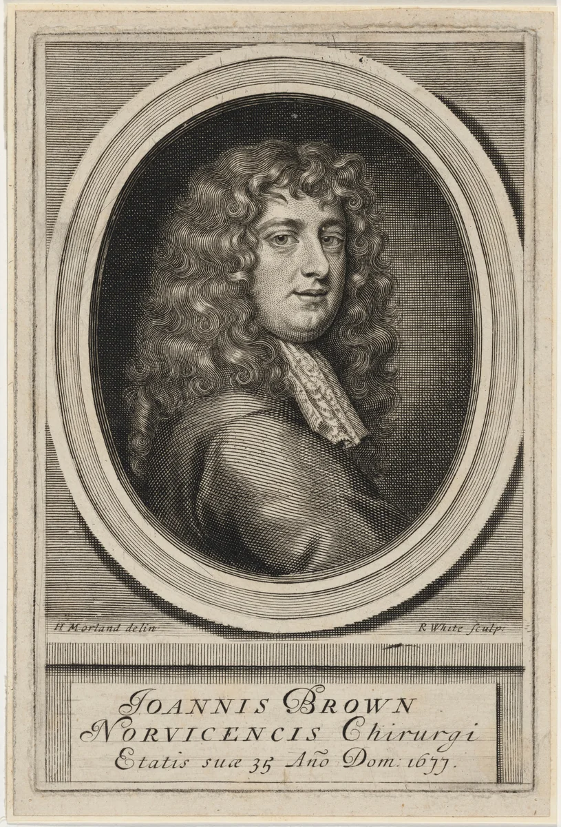 Dr. John Browne by Robert White; Henry Robert Morland, print, 1677