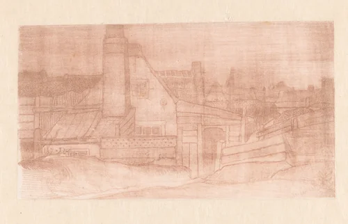 Scheveningse huizen by Herman Antonius van Daalhoff, print, 1877-1950