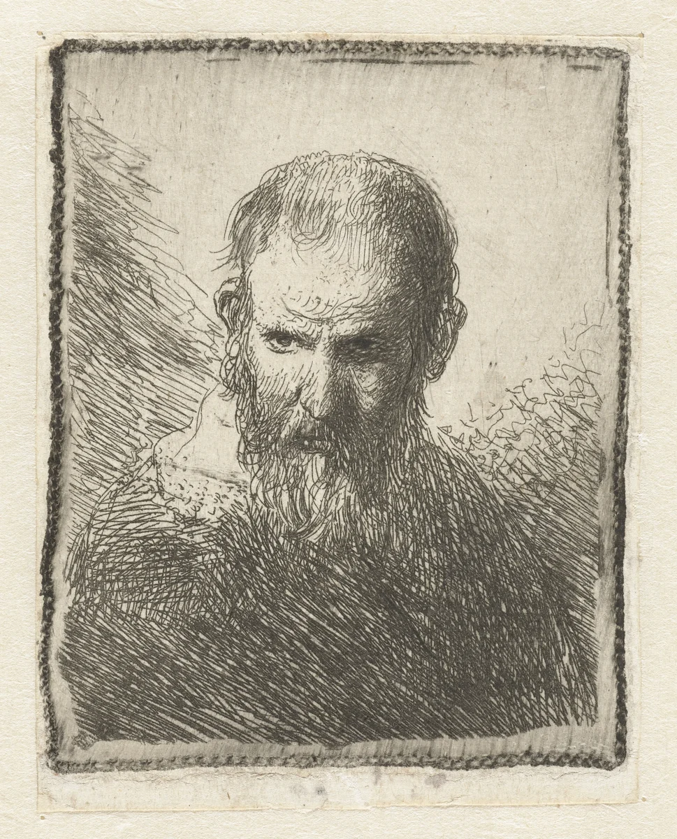 Borstbeeld van een oude man by Jan Lievens, print, 1625-1674