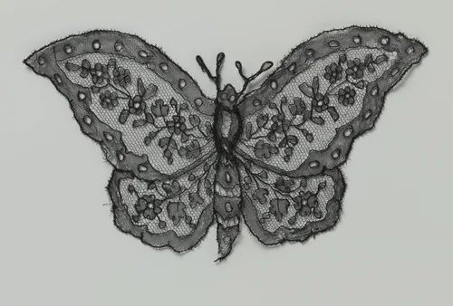 Applicatie van kloskant in de vorm van een vlinder by anonymous, textile, 1900-1914