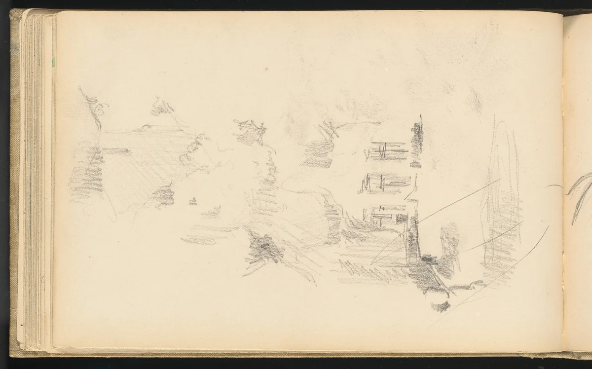 House Surrounded by Vegetation by Paul Cezanne, drawing, 1889-1892