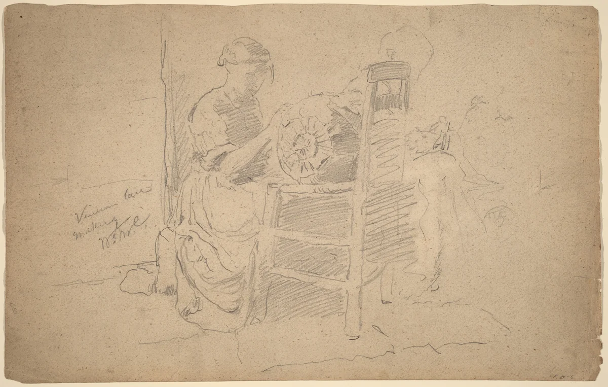 Venetian Lace Making by William Merritt Chase, drawing, 1849-1916