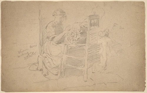 Venetian Lace Making by William Merritt Chase, drawing, 1849-1916