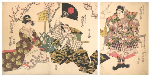 Kabuki Scene at Kumagai's Camp, from the play The Chronicle of the Battle of Ichinotani (Ichinotani futaba gunki) by Utagawa Kunisada (歌川国貞), print, 1801-1821