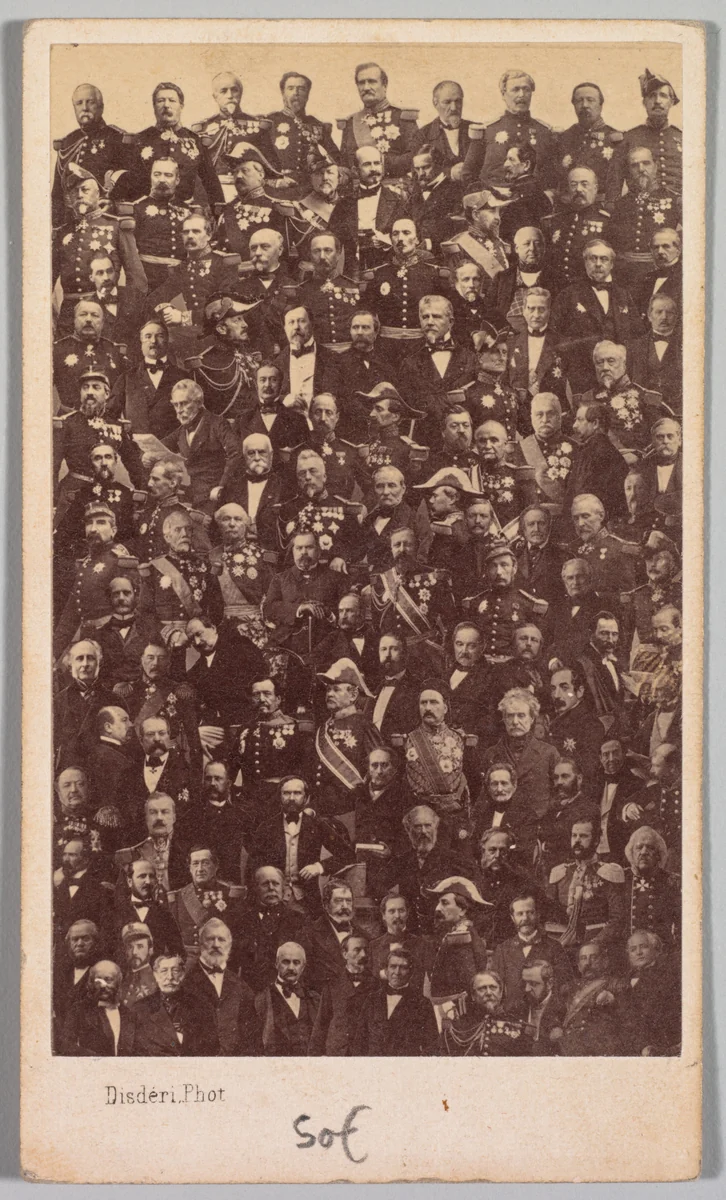 Untitled (French Military Heroes and Political Leaders) by André Adolphe-Eugène Disdéri, photograph, 1860-1870