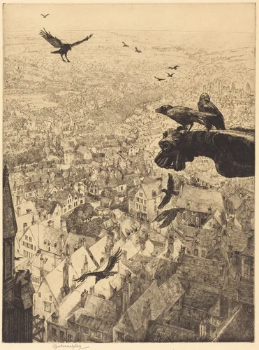 Jackdaws of Chartres by George Marples, print, 1917