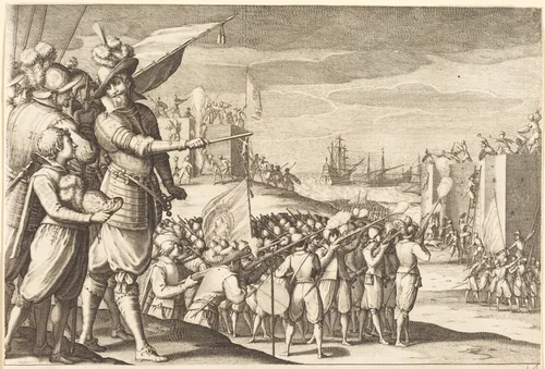 Assault on Two Fortresses by Jacques Callot, print, 1614