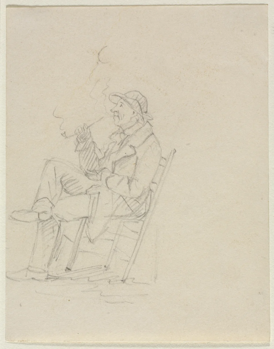 Man Smoking a Pipe by William Sidney Mount, drawing, 1822-1868