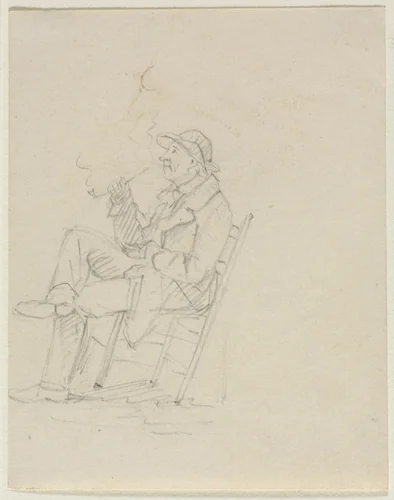 Man Smoking a Pipe by William Sidney Mount, drawing, 1822-1868