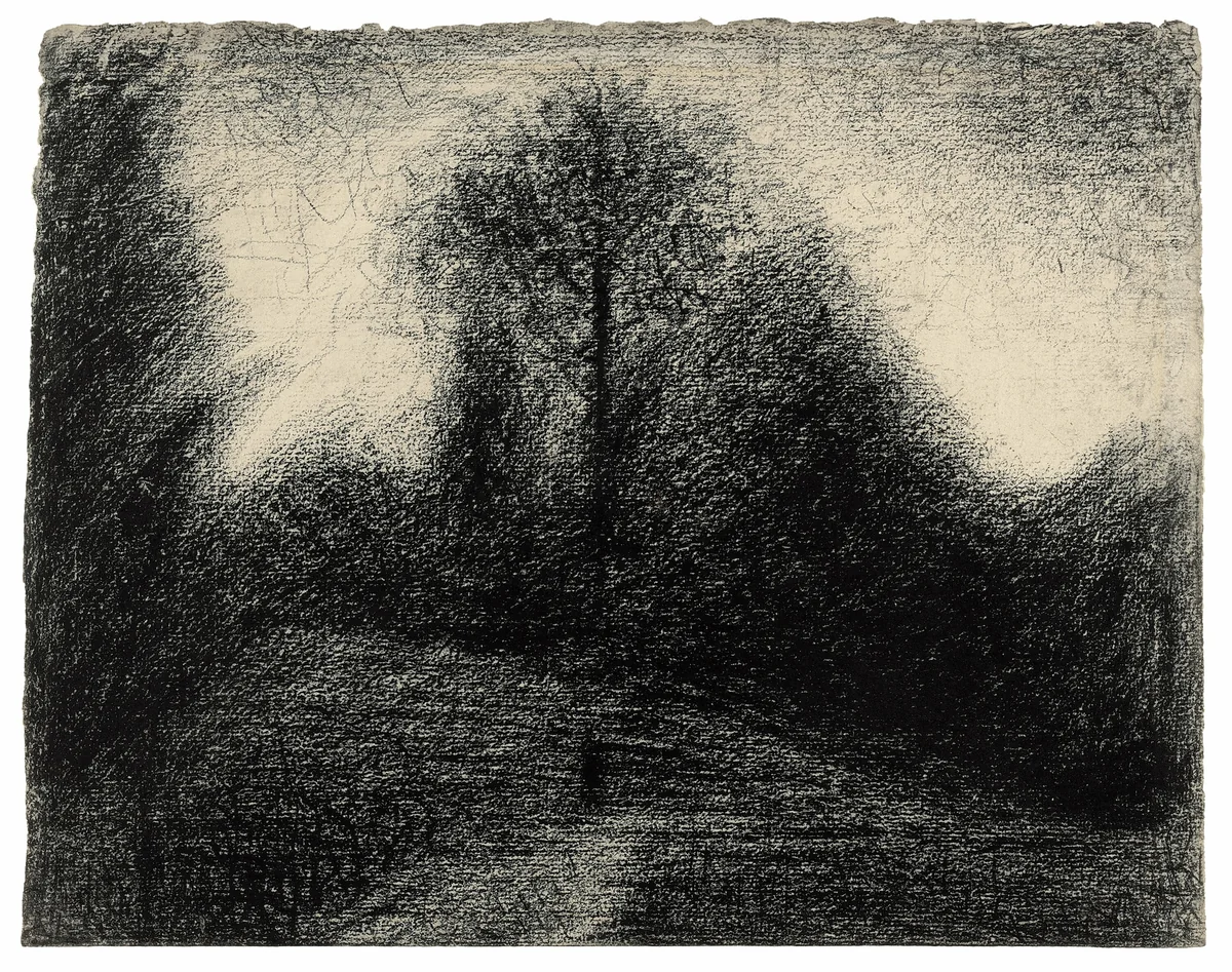 Landscape by Georges Seurat, drawing, 1876-1886