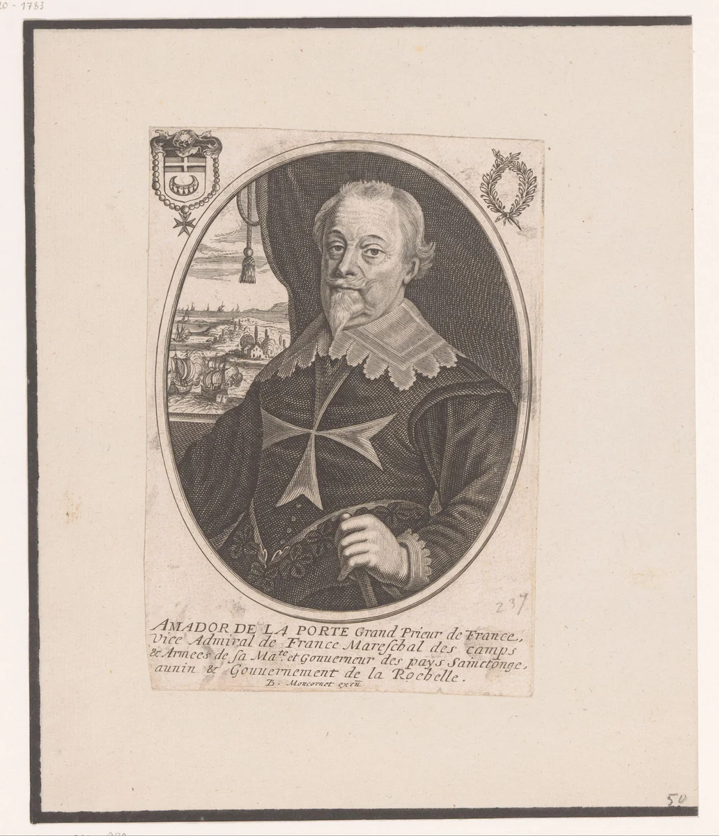 Portret van Amador de La Porte by anonymous, print, 1610-1668
