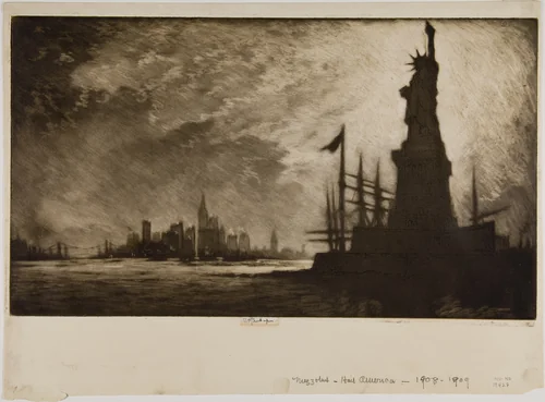 Hail America by Joseph Pennell, print, 1908