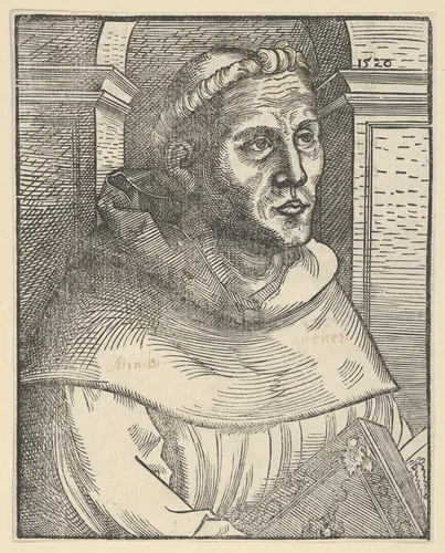 Copy of Luther as an Augustinian Friar, Half Length by anonymous, print, 1520