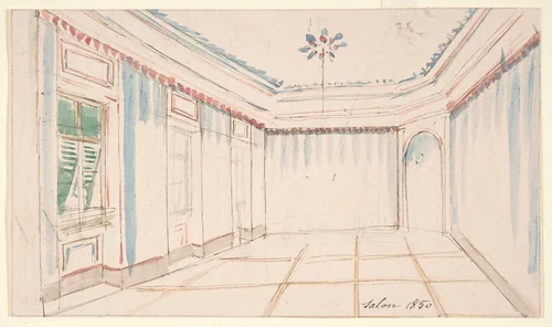 Drawing of an Interior: Salon by anonymous, drawing, 1850