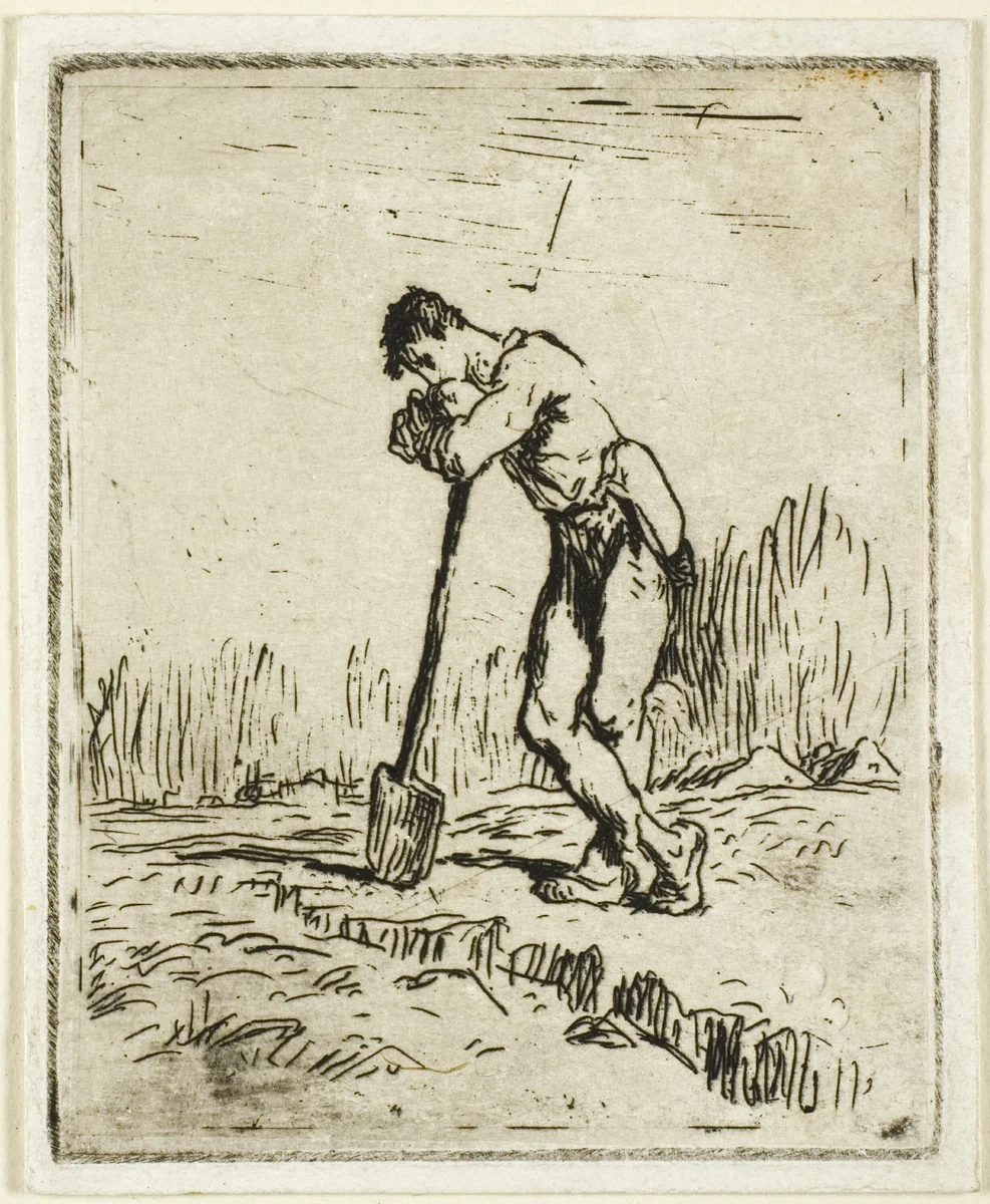 The Man Leaning on His Spade by Jean-François Millet, print, 1842-1852