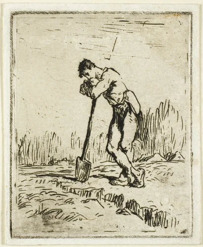 The Man Leaning on His Spade by Jean-François Millet, print, 1842-1852