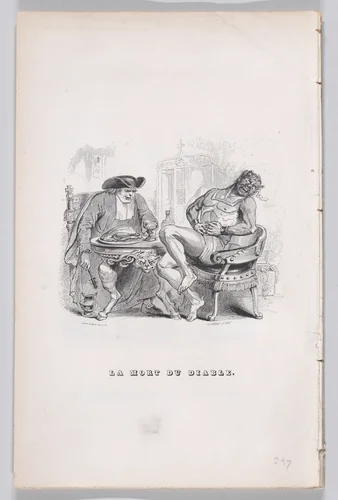 The Death of the Devil, from "The Complete Works of Béranger" by J. J. Grandville, print, 1836