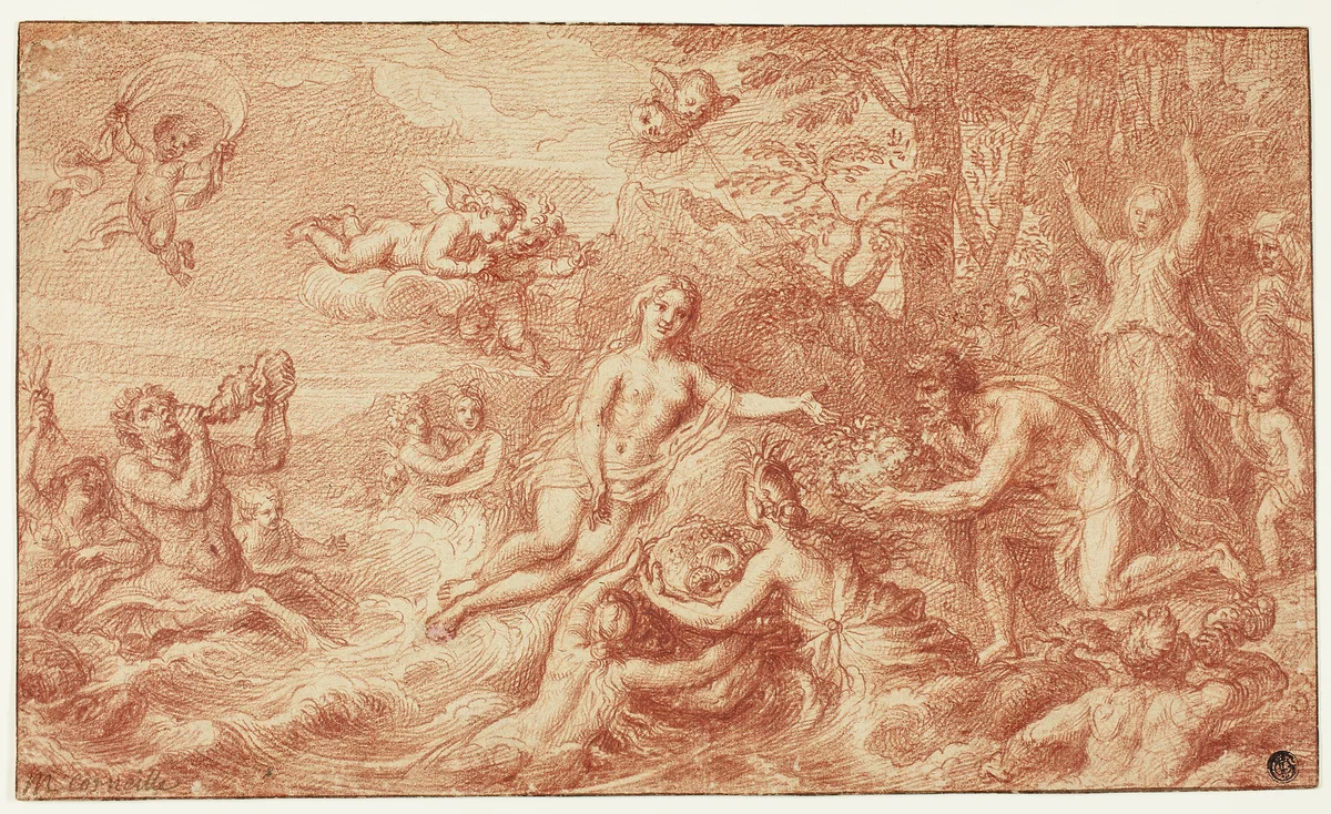 Birth of Venus by Michel Corneille, drawing, 1661-1708