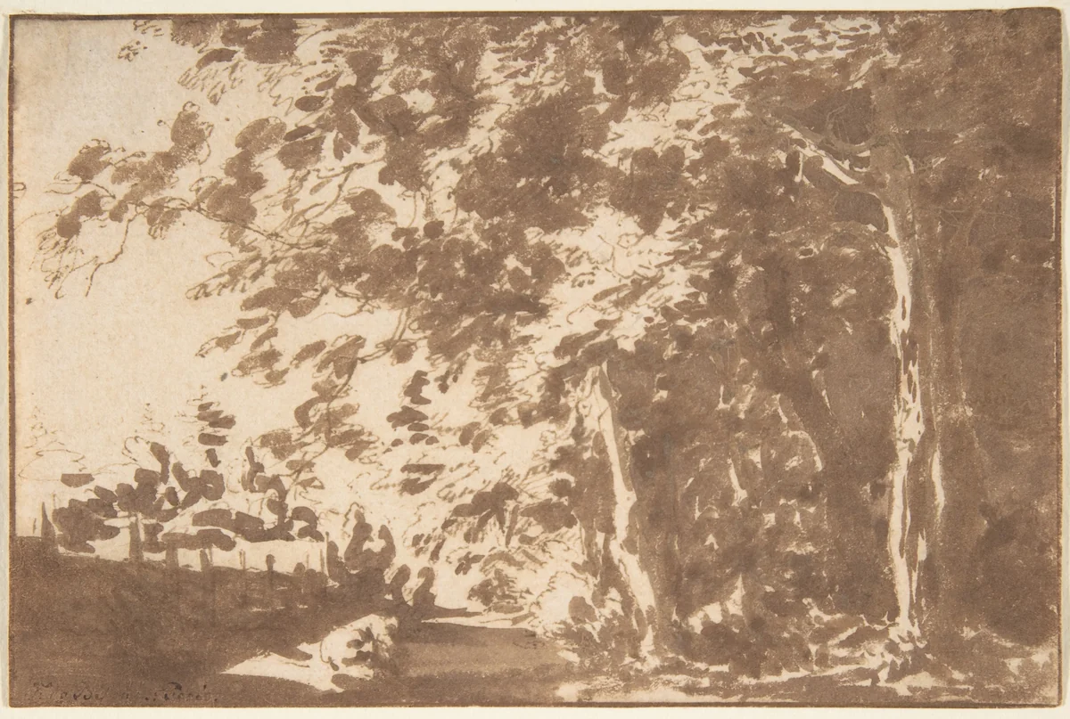 A Path in the "Haagse Bos", The Hague by Jan de Bisschop, drawing, 1648-1671