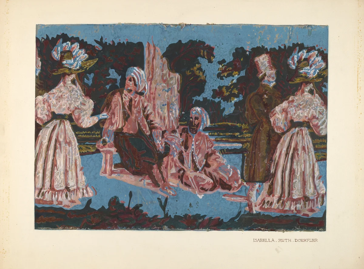 Bandbox Design by Isabella Ruth Doerfler, index of american design, 1935-1942