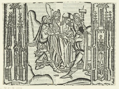 Christus wordt ontkleed by Unknown, print, 1480-1500