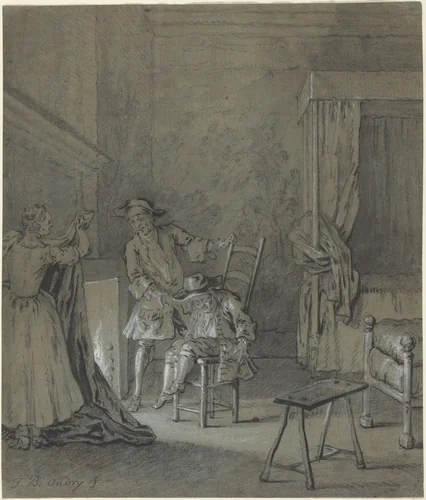 Ragotin enivré par La Rancune by Jean-Baptiste Oudry, drawing, 1726-1727