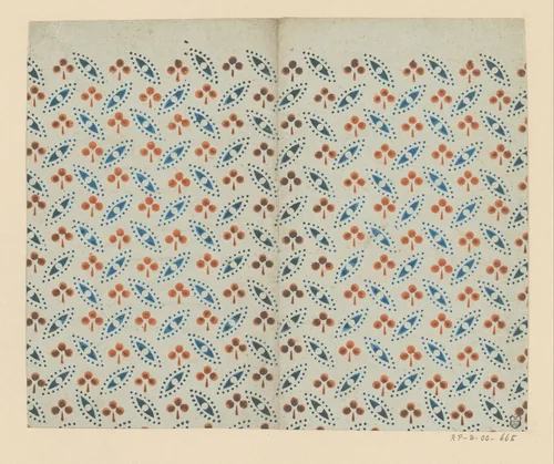 Blad met strooipatroon van ovaal motief en klaverblad by anonymous, other, 1750-1900