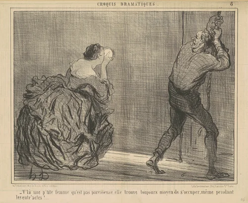 V'la une p'tite femme qu'est pas paresseuse ... by Honoré Daumier, print, 1857