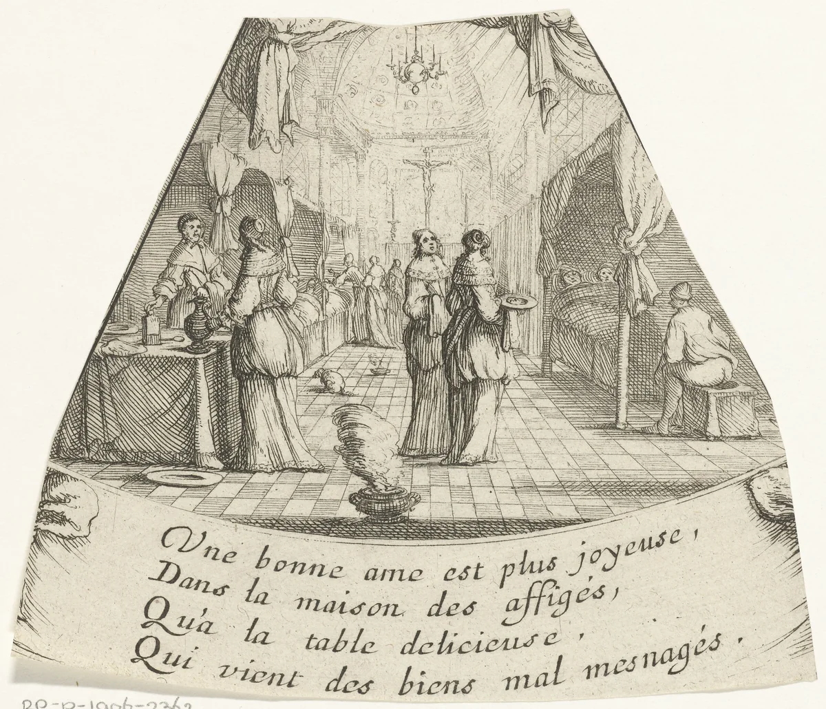 Zieken bezoeken by Albert Flamen, print, 1648-1665