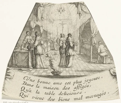 Zieken bezoeken by Albert Flamen, print, 1648-1665