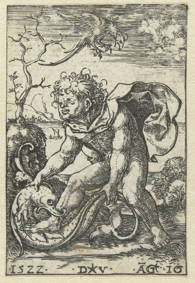 Man met een vis by Unknown, print, 1522