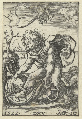 Man met een vis by Unknown, print, 1522