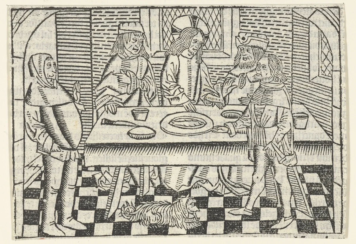 Christus geneest de waterzuchtige man by Unknown, print, 1480-1500