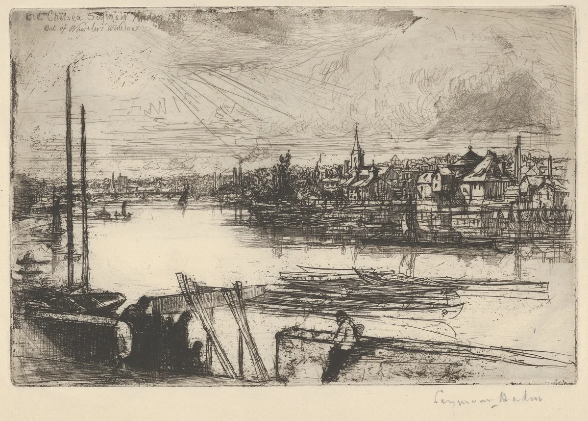 Battersea Reach by Sir Francis Seymour Haden, print, 1863