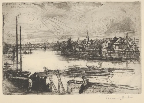 Battersea Reach by Sir Francis Seymour Haden, print, 1863