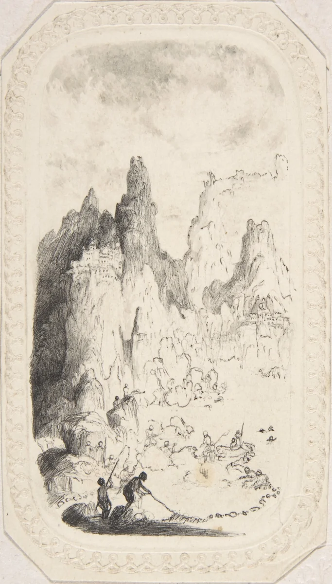 Castles on Mountains by Rodolphe Bresdin, drawing, 1822-1885